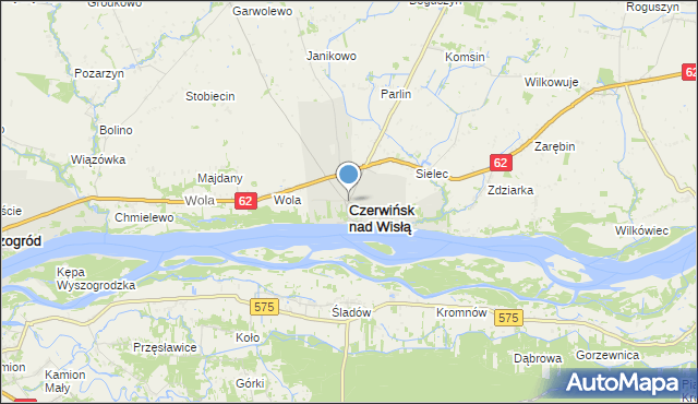 mapa Czerwińsk nad Wisłą, Czerwińsk nad Wisłą na mapie Targeo